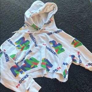 Nintendo White Multicolor Logo Crop Top